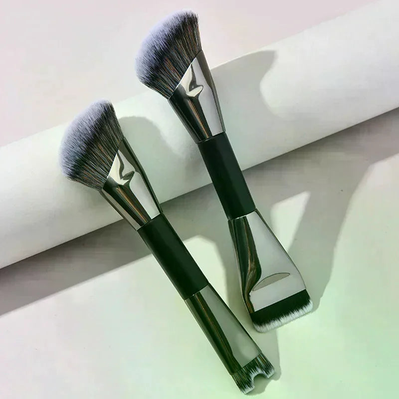 Double-Ended Makeup Brush – Powder, Blush & Contour Dual-End Makeup Brush QXL