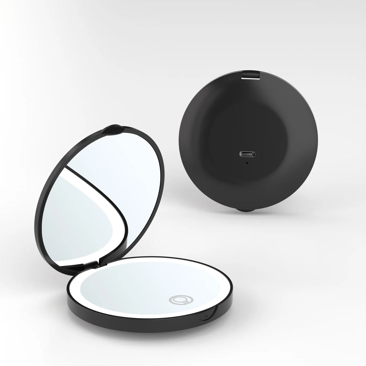LED Lighted Compact Travel Mirror | 2X/1X Magnifying Pocket Mirror Lighted Compact Mirror QXL black