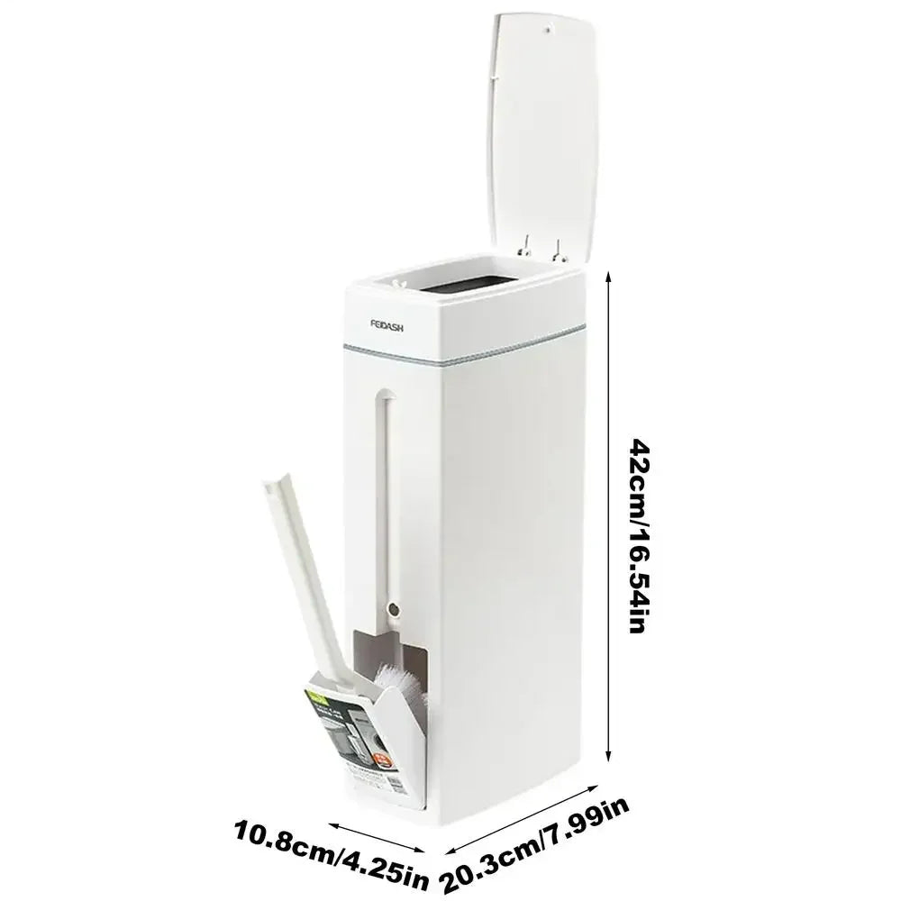 Space-Saving Bathroom Trash Can & Toilet Brush Combo Bathroom Trash Can Set QXL white 4 3