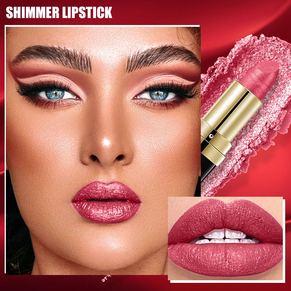 VERONNI 10-Color Glitter Lipstick | Waterproof Metallic Finish Glitter Lipstick QXL
