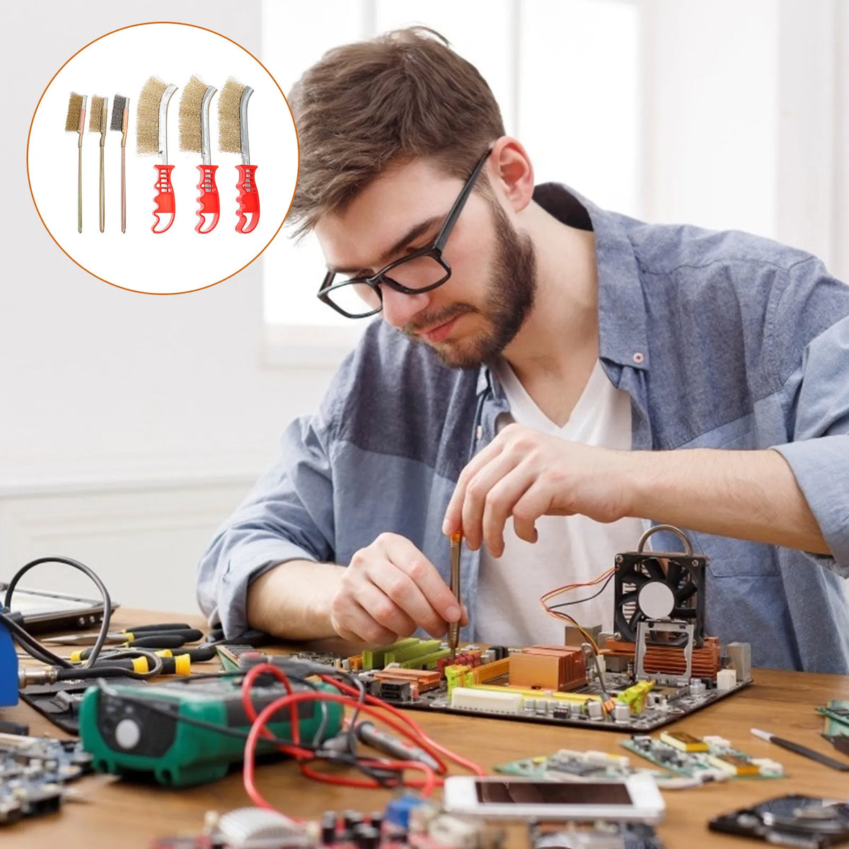 Wire Brush Brass & Stainless Steel | Rust Removal & Cleaning Wire Cleaning Brush QXL