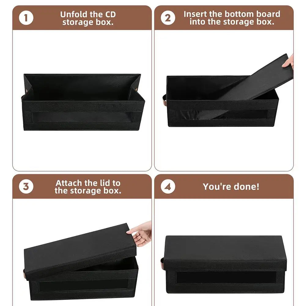 CD DVD Storage Box Dustproof Lid | 600D Oxford Cloth Organizer Storage Box Organizer QXL