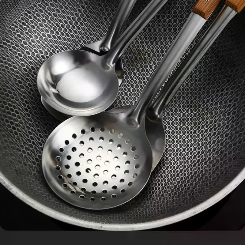 Stainless Steel Wok Spatula Set | Long Handle Kitchen Utensils Wok Spatula Set QXL