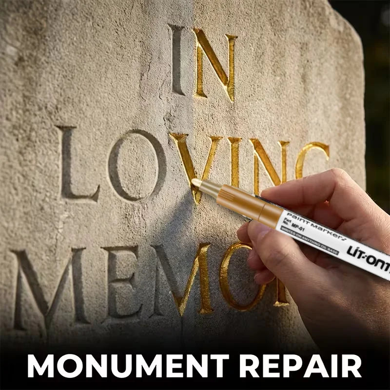 2-Pack Gold Stone Marker | Oil-Based Fine Tip for Granite & Marble Stone Marker Pen QXL