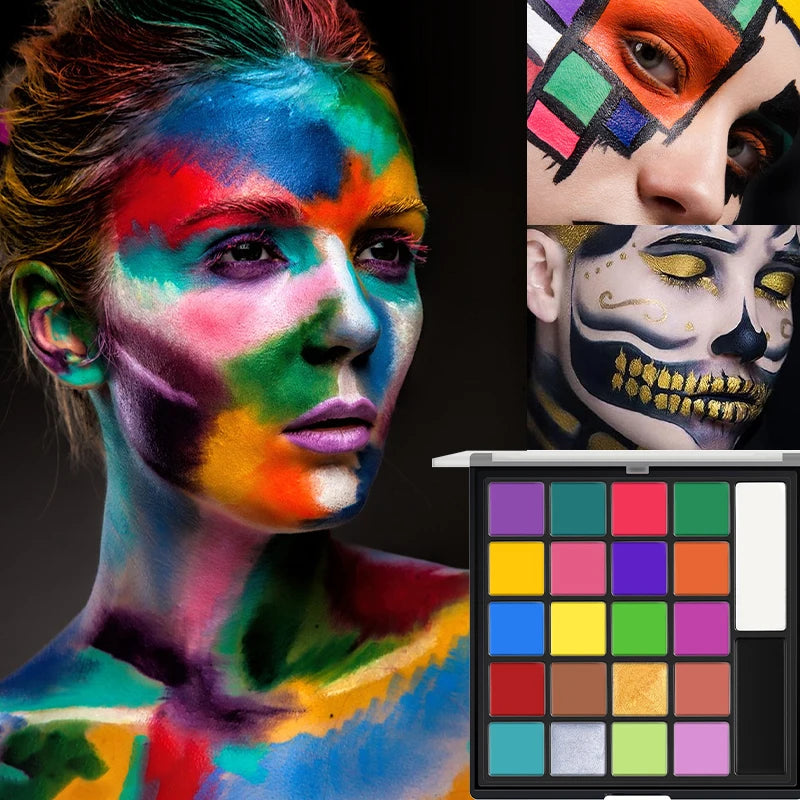 22-Color Face & Body Paint Palette | Halloween Cosplay Party Face & Body Paint QXL