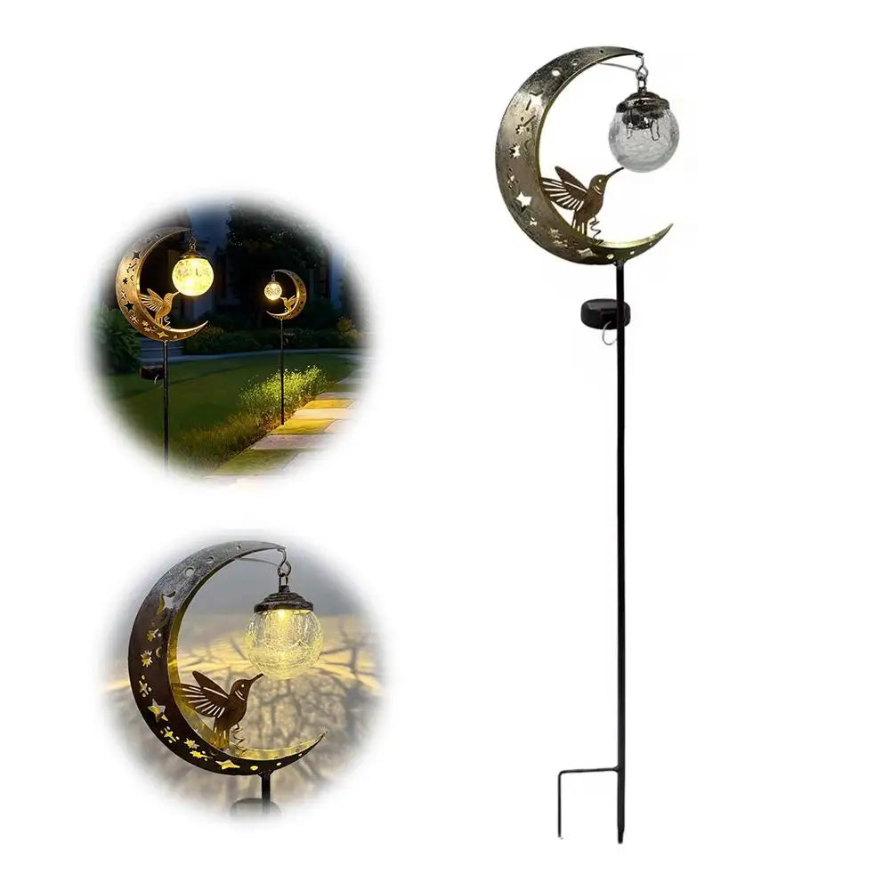 Solar Hummingbird Moon Garden Stake Light | Outdoor Decor Solar Garden Stake QXL A