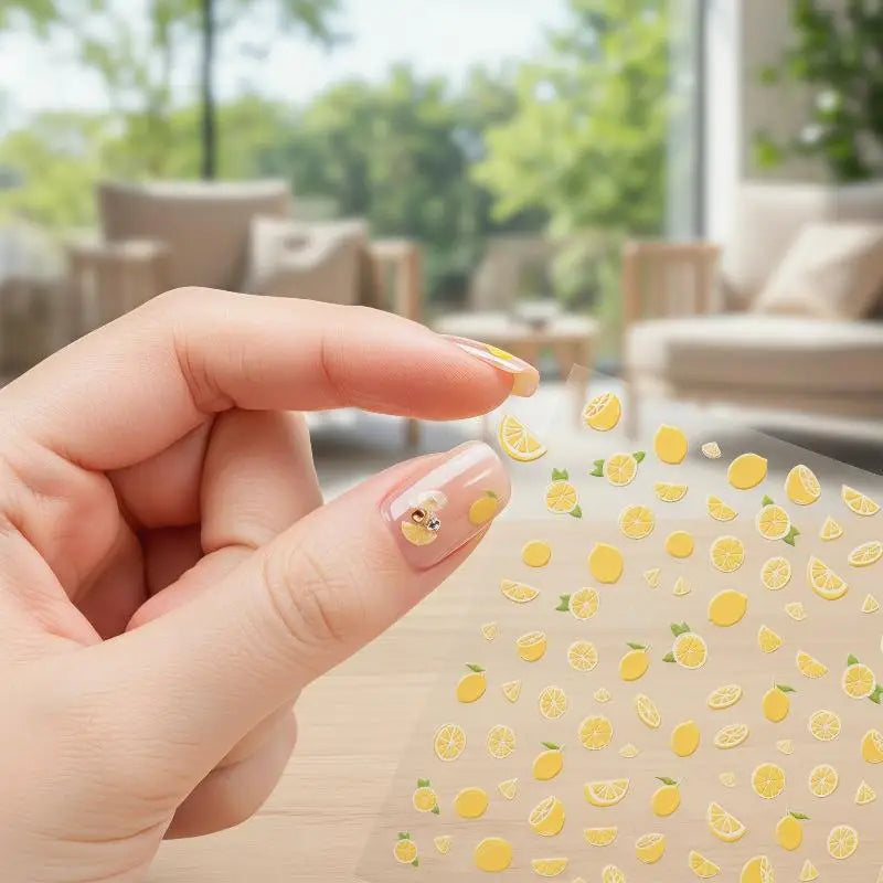 Summer Lemon 3D Gel Nail Stickers | Waterproof Self-Adhesive Art Nail Art Stickers QXL Default Title