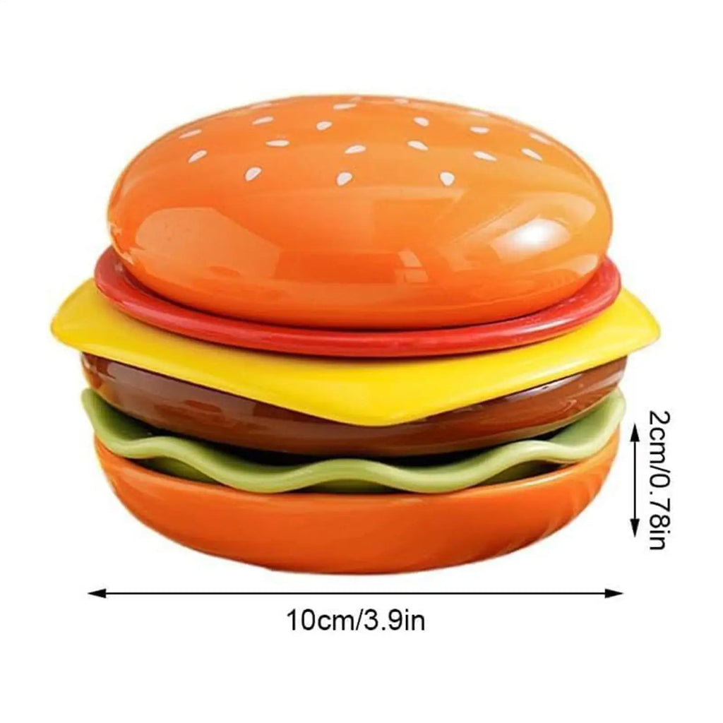 6-Pc Stackable Burger Plate Set | Mini Sauce & Dipping Bowls Novelty Plate Set QXL