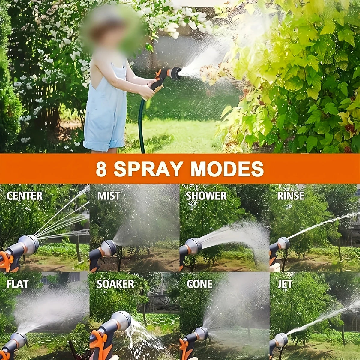 8-Mode High-Pressure Garden Hose Nozzle Sprayer Gun Garden Hose Nozzle QXL