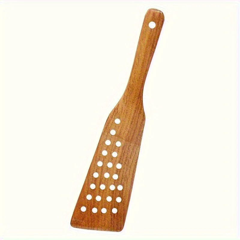 24-Hole Wooden Filter Spatula | Non-Stick Stir-Fry Turner Kitchen Spatula QXL 1pc