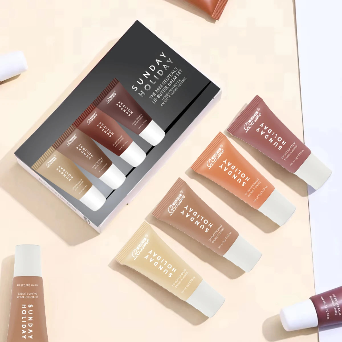 CHOOSE RASME Vanilla Beige Lip Balm & Gloss Set – 4 Shades Lip Gloss Set QXL
