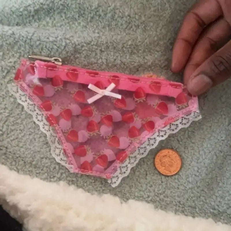 Novelty PVC Coin Purse | Panties-Shaped Strawberry Mini Bag Novelty Coin Purse QXL