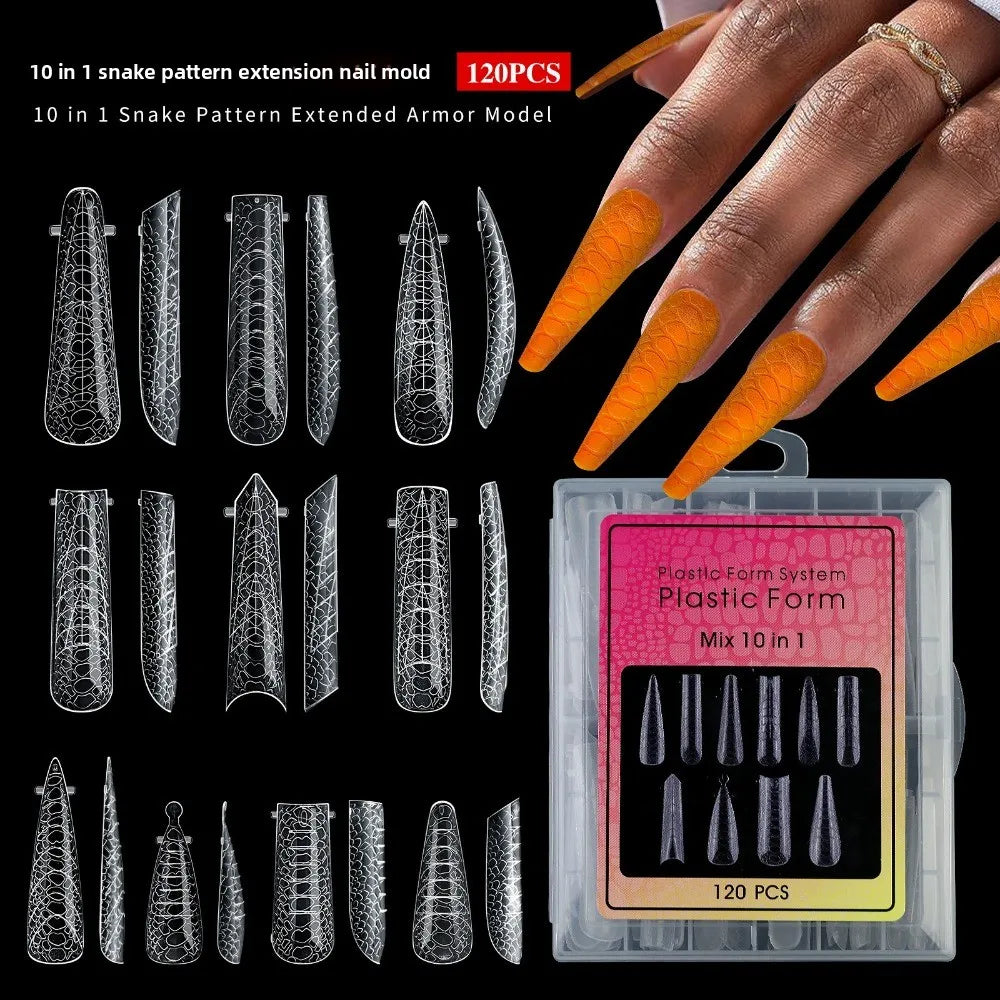 120-Pc Snake Pattern Nail Extension Forms | Clear Gel Molds Nail Extension Forms QXL