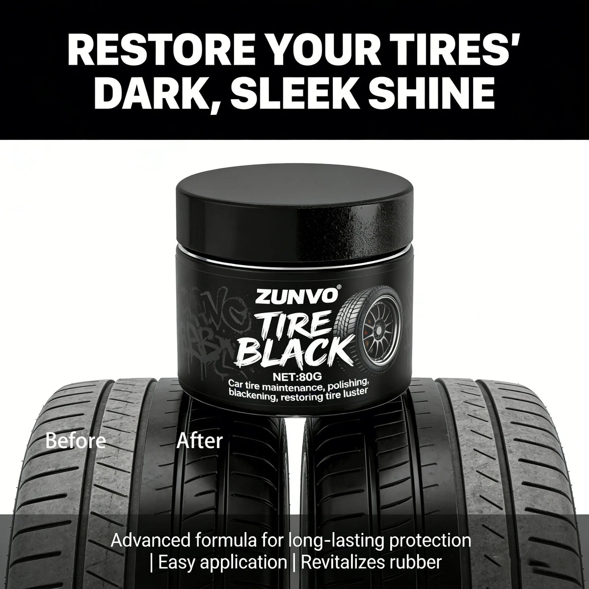 Tire Black Cream | Car Tire Polishing & Luster Restorer Tire Care Cream QXL