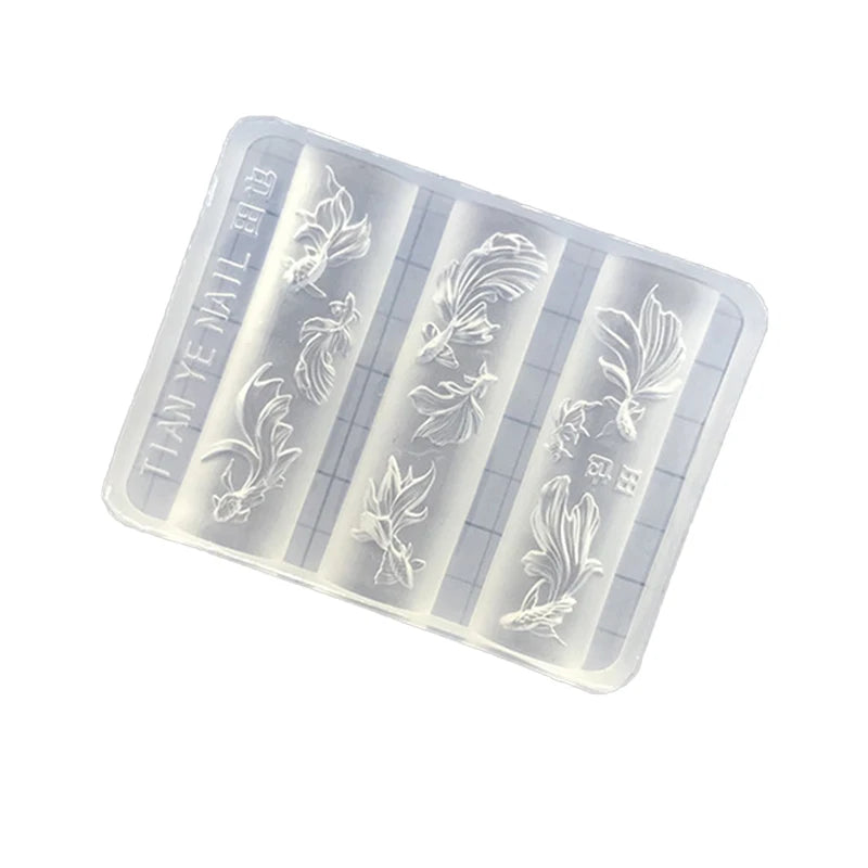 3D Lotus & Fish Silicone Nail Art Mold | DIY Carved Design Nail Art Mold QXL A1