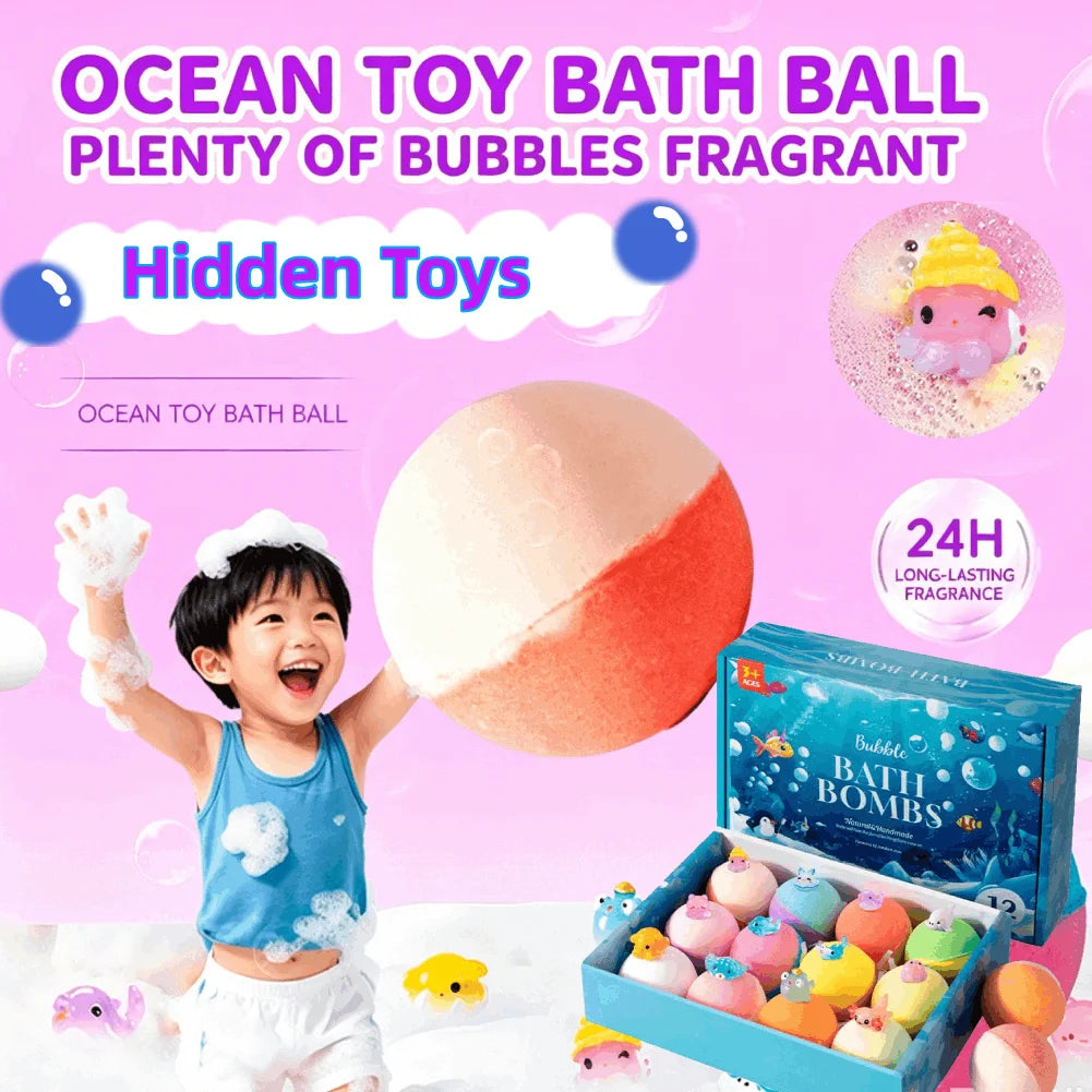 12-Pack Luxury Bath Bombs | Flowers, Essential Oils & Toy Surprise Bath Bomb Gift Set QXL