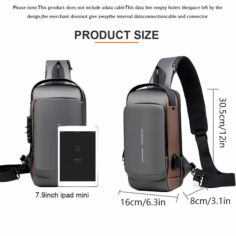 Men's Anti-Theft Chest Bag | PU Crossbody Sling Pack Crossbody Chest Bag QXL