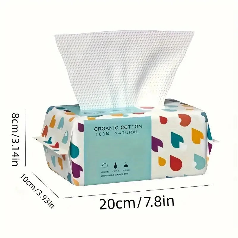 100-Pack Disposable Cotton Facial Wipes | Ultra-Soft 220GSM Disposable Facial Wipes QXL