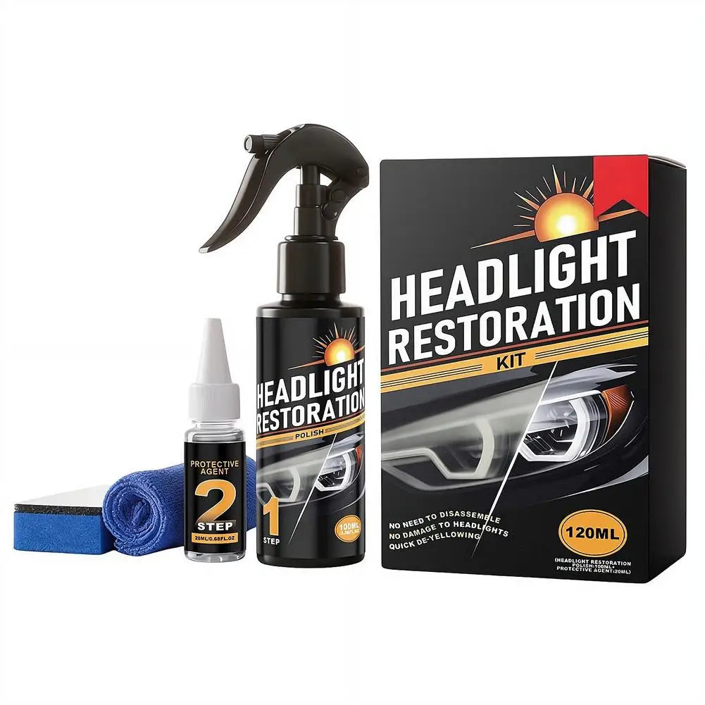Car Headlight Restoration Kit | Polish & UV Protective Coat Headlight Restoration Kit QXL