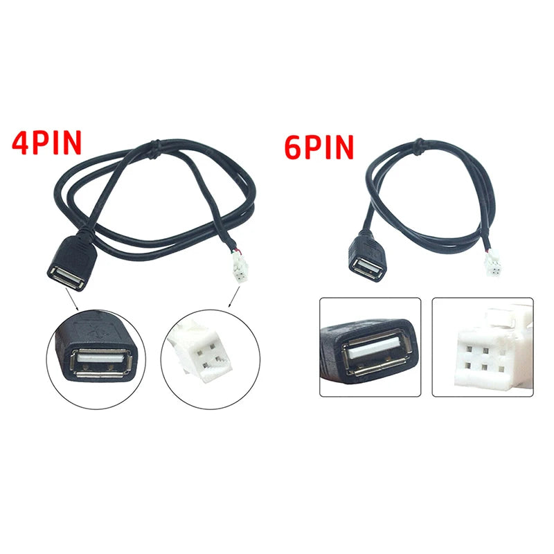75cm Car USB Cable Adapter 4-Pin & 6-Pin Android Stereo Car USB Cable Adapter QXL
