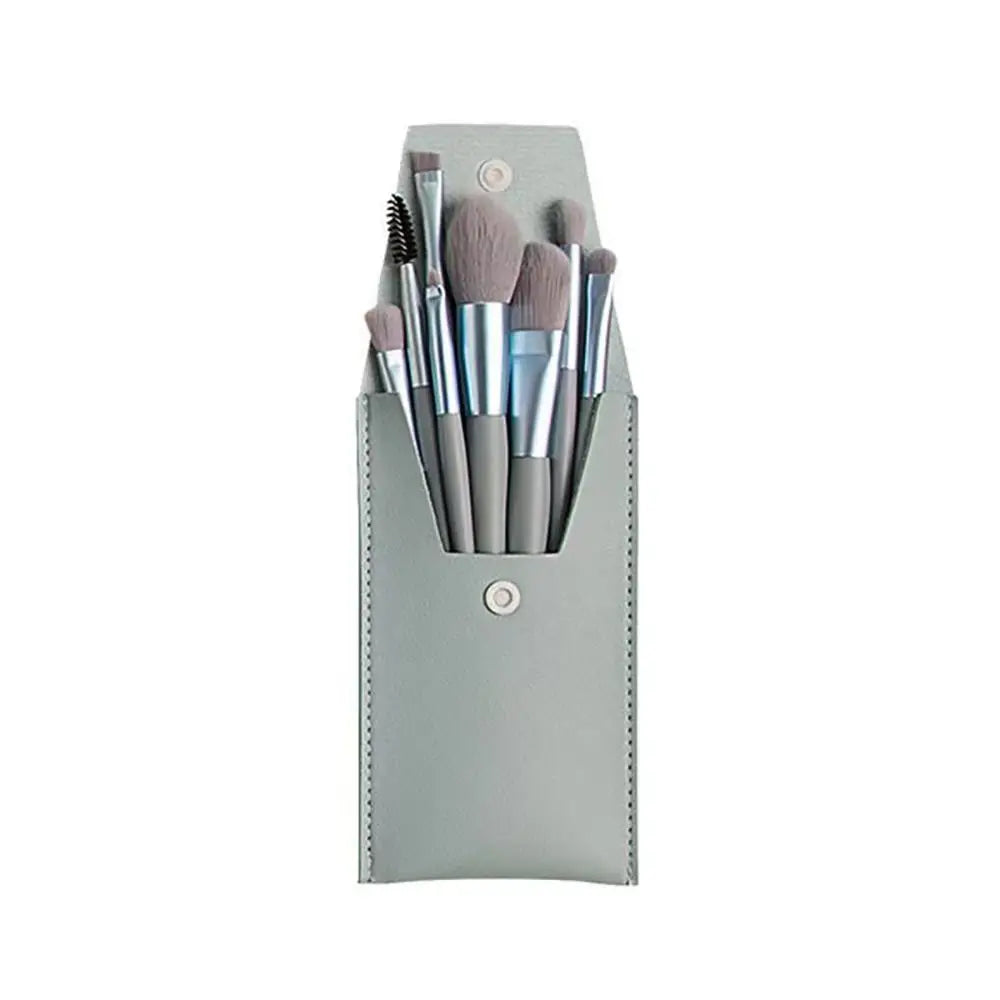 8-Piece Soft Synthetic Makeup Brush Set with Travel Bag Makeup Brush Set QXL blue-PU Bag