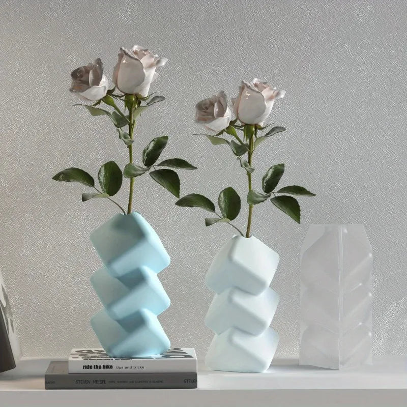 3-Tier Oblique Square Silicone Mold | Geometric Vase DIY Craft Silicone Craft Mold QXL