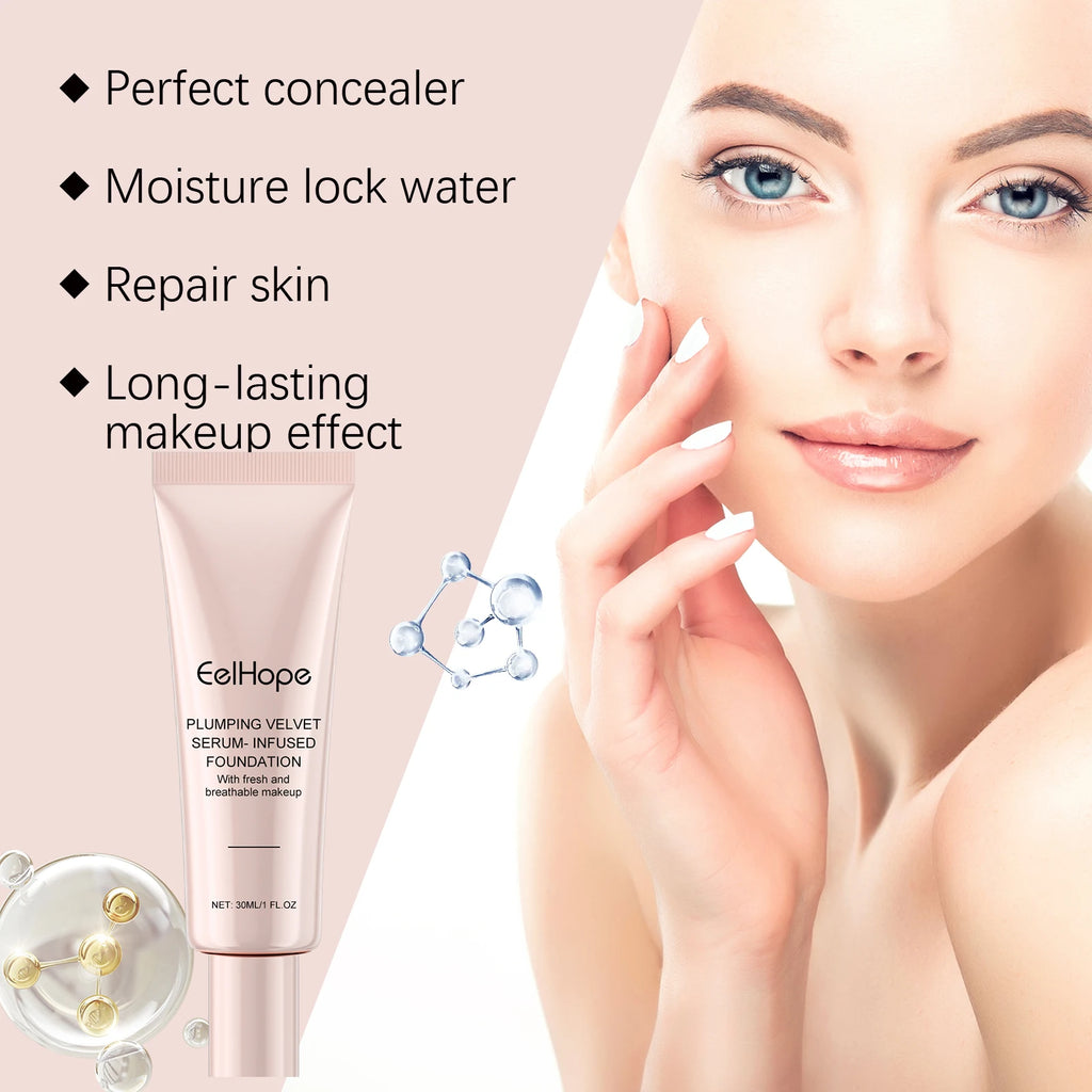 Eelhope Velvet Serum Foundation | Color-Changing Matte Cream Serum Foundation Cream QXL