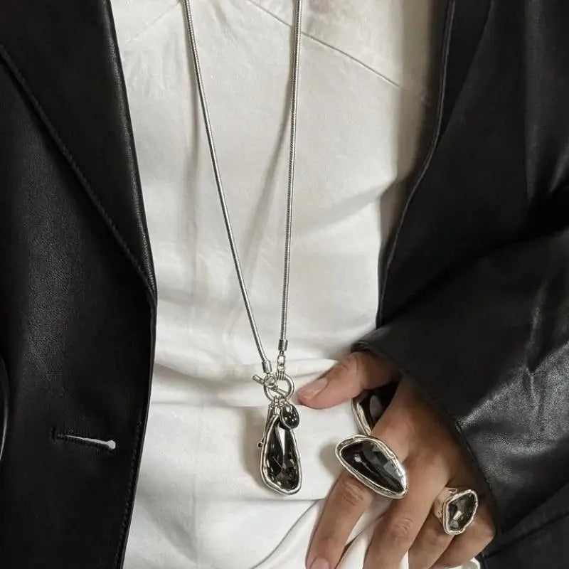 Long Crystal Pendant Sweater Necklace | Elegant Women's Gift Pendant Necklace QXL