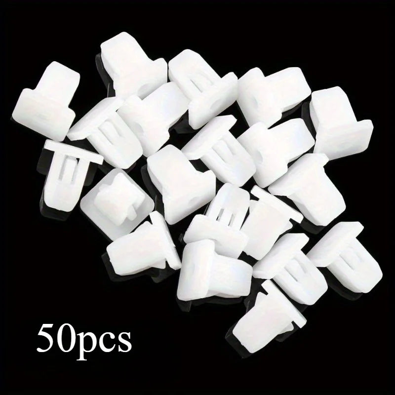 White Square Auto Trim Panel Clips | Bumper Retainer Fasteners Auto Panel Fastener Clips QXL 50pcs