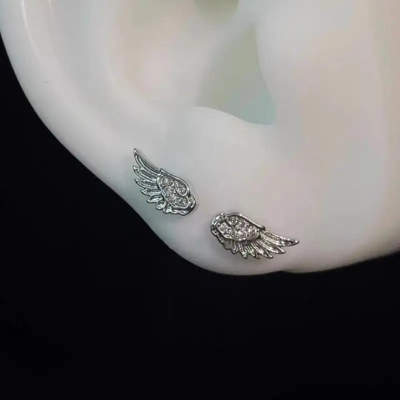 3-Pack Crystal Zircon Angel Wing Stud Earrings | Silver Women Crystal Stud Earrings QXL