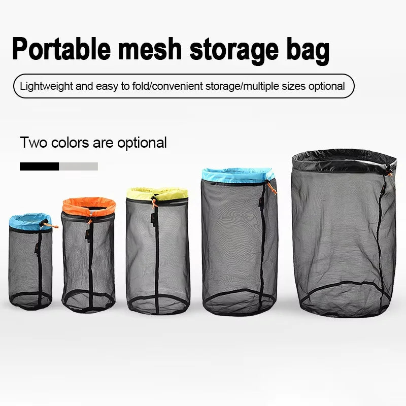 Ultralight Mesh Drawstring Stuff Sack | S–XXL Travel Organizer Mesh Stuff Sack QXL