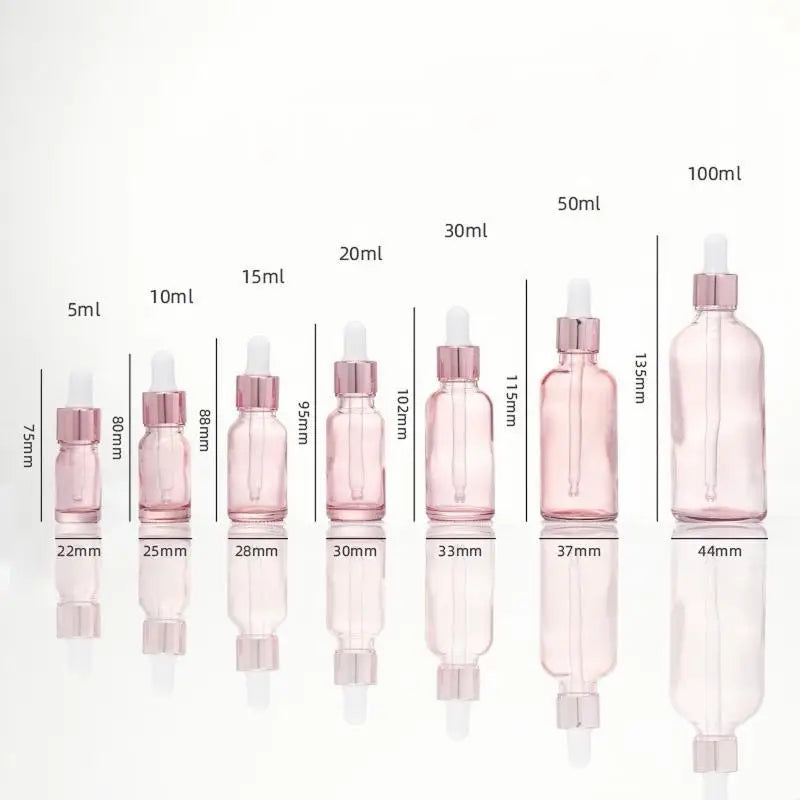 Glass Dropper Bottles 5–100ml Rose Gold Lid | Essential Oil Glass Dropper Bottle QXL