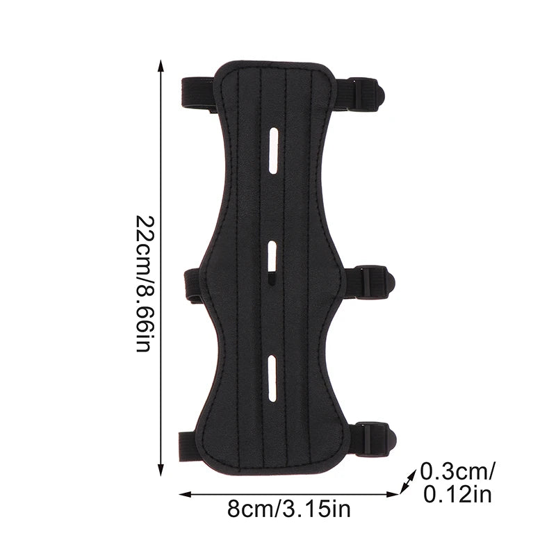 Archery Arm Guard 3-Strap PU Leather Adjustable Forearm Protector Archery Arm Guard QXL