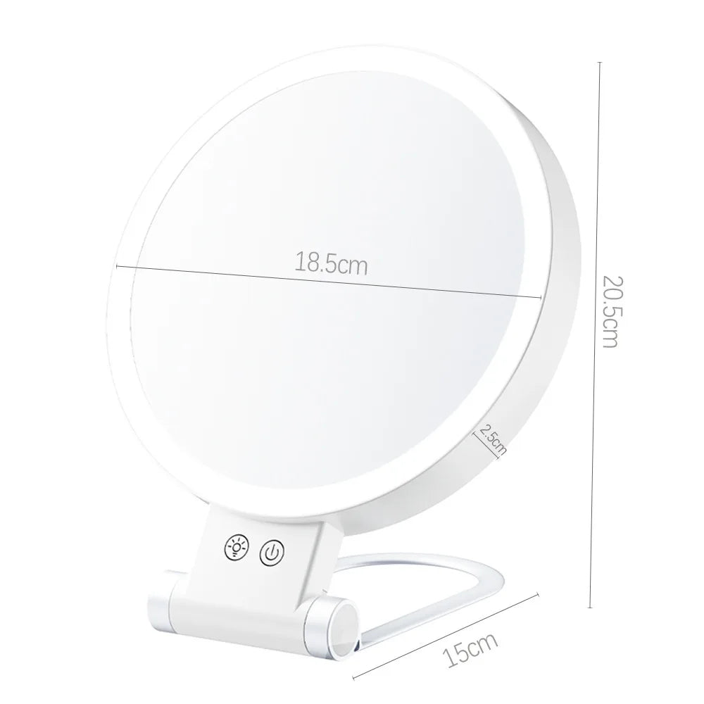 LED Vanity Mirror 10x Magnifying | 3-Color Touch Dimmer USB LED Vanity Mirror QXL