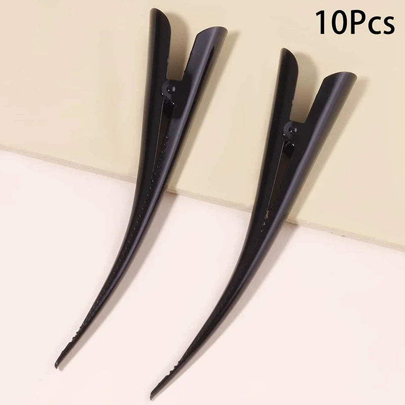 5/10-Pack Long Metal Duckbill Hair Clips | Salon Styling Clamps Hair Styling Clips QXL 10Pcs Black