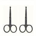 Stainless Steel Beard & Facial Hair Scissors – Round Safety Tip Grooming Scissors QXL 2pcsBlack