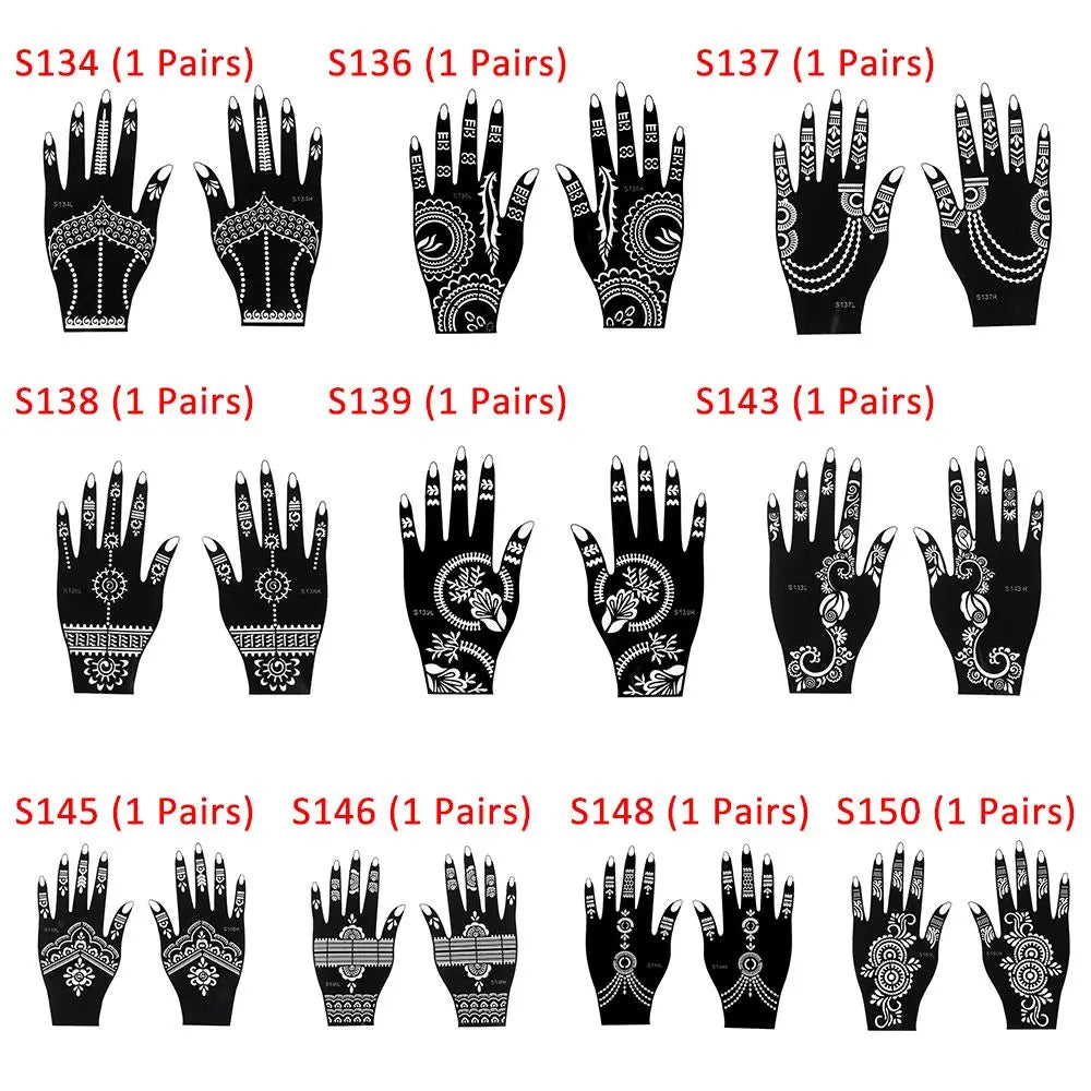 2-Pack Henna Tattoo Stencils – Flower Hand Body Art Templates Henna Tattoo Stencil QXL