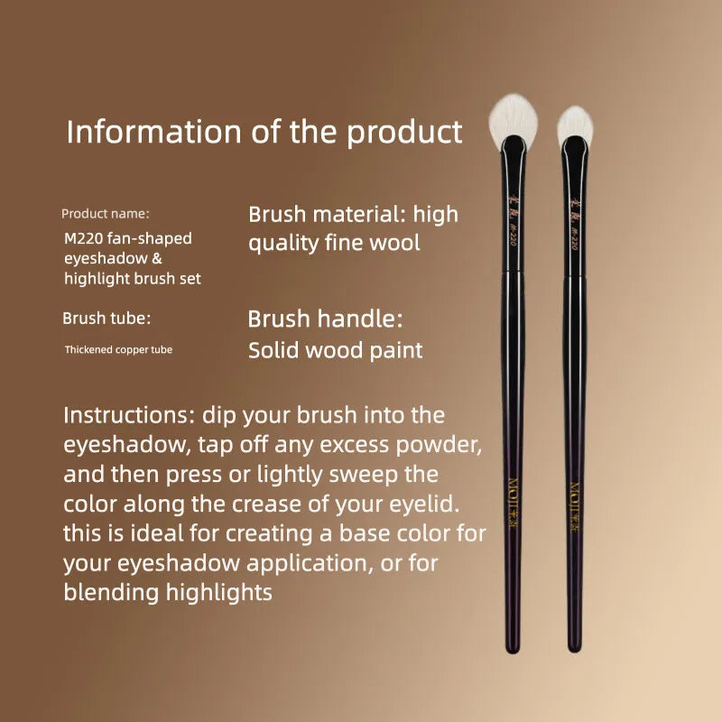 Fan-Shaped Eyeshadow Highlight Brush | Goat Hair Blending Eyeshadow Highlight Brush QXL M220 Combination