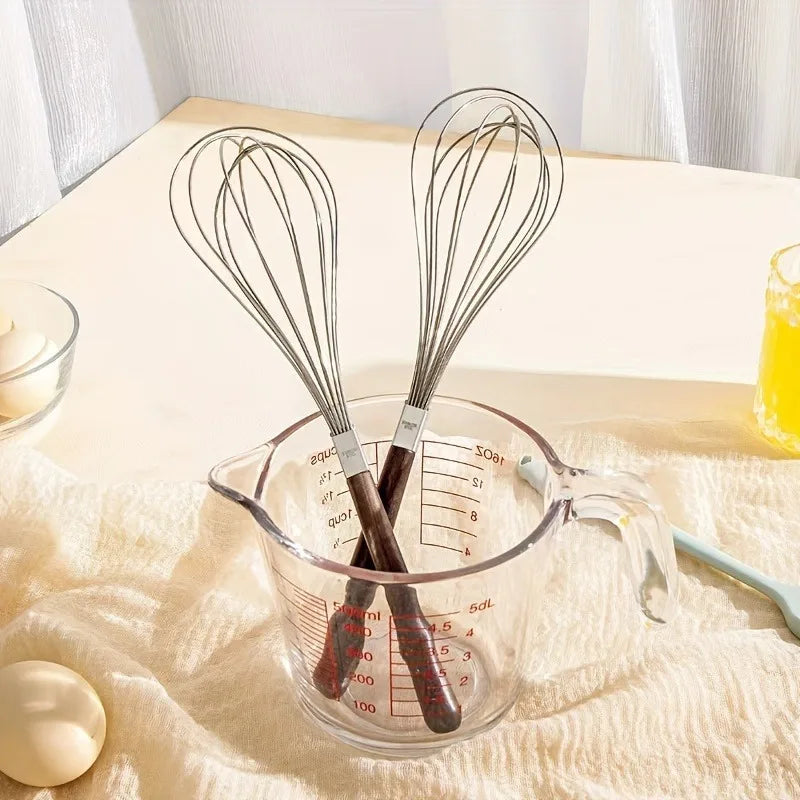 Manual Stainless Steel Egg Beater | Wooden Handle Whisk Manual Egg Beater QXL