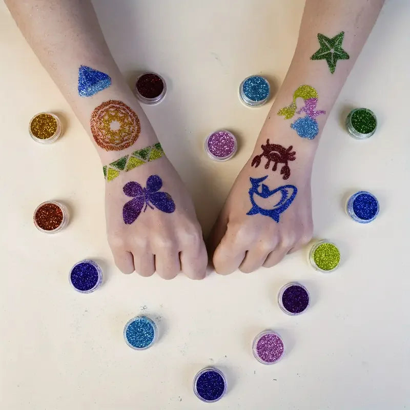 Glitter Tattoo DIY Kit – Temporary Body Art for Kids & Adults Temporary Tattoo Kit QXL