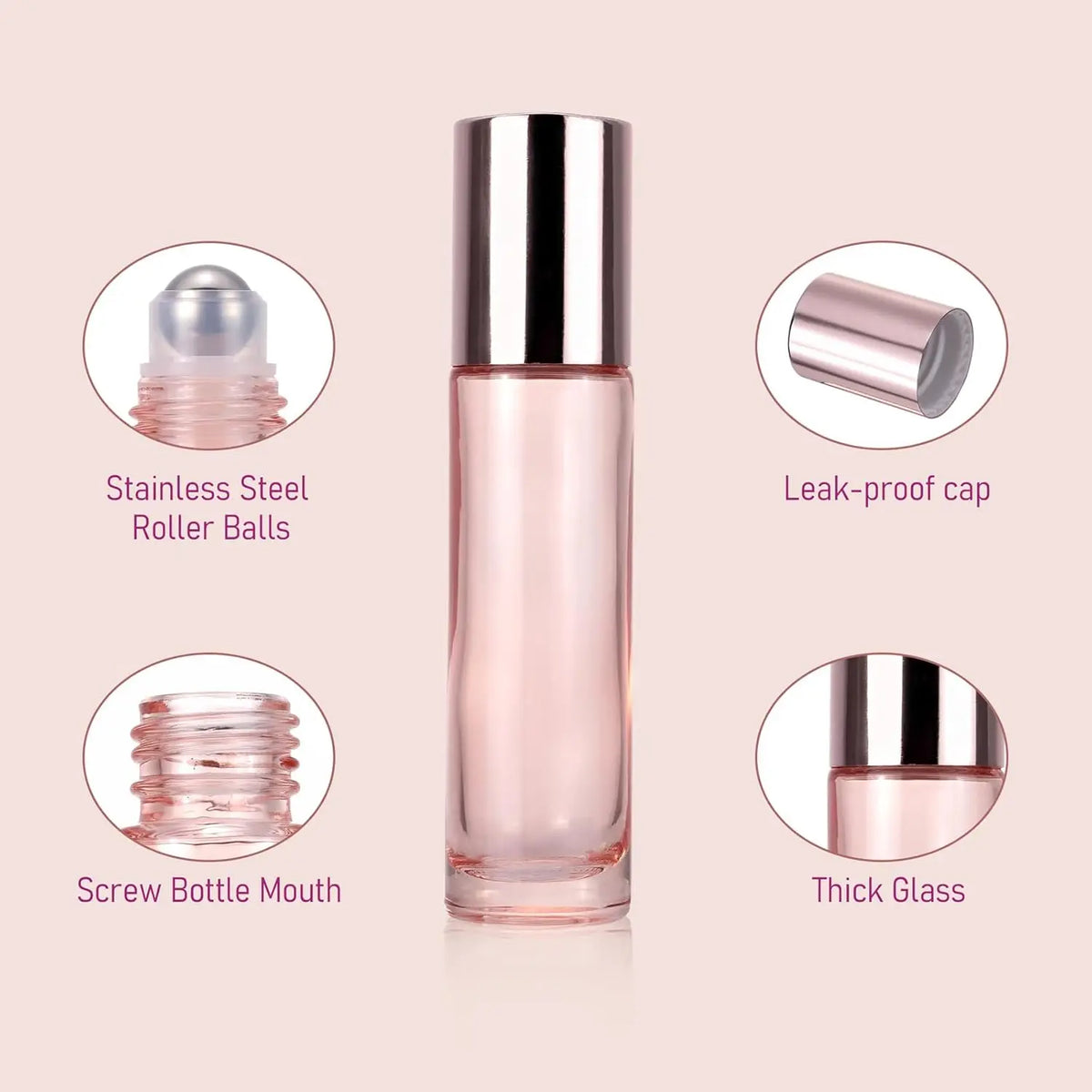 14-Pack 10ml Glass Roller Bottles for Essential Oils & Perfume Glass Roller Bottles QXL