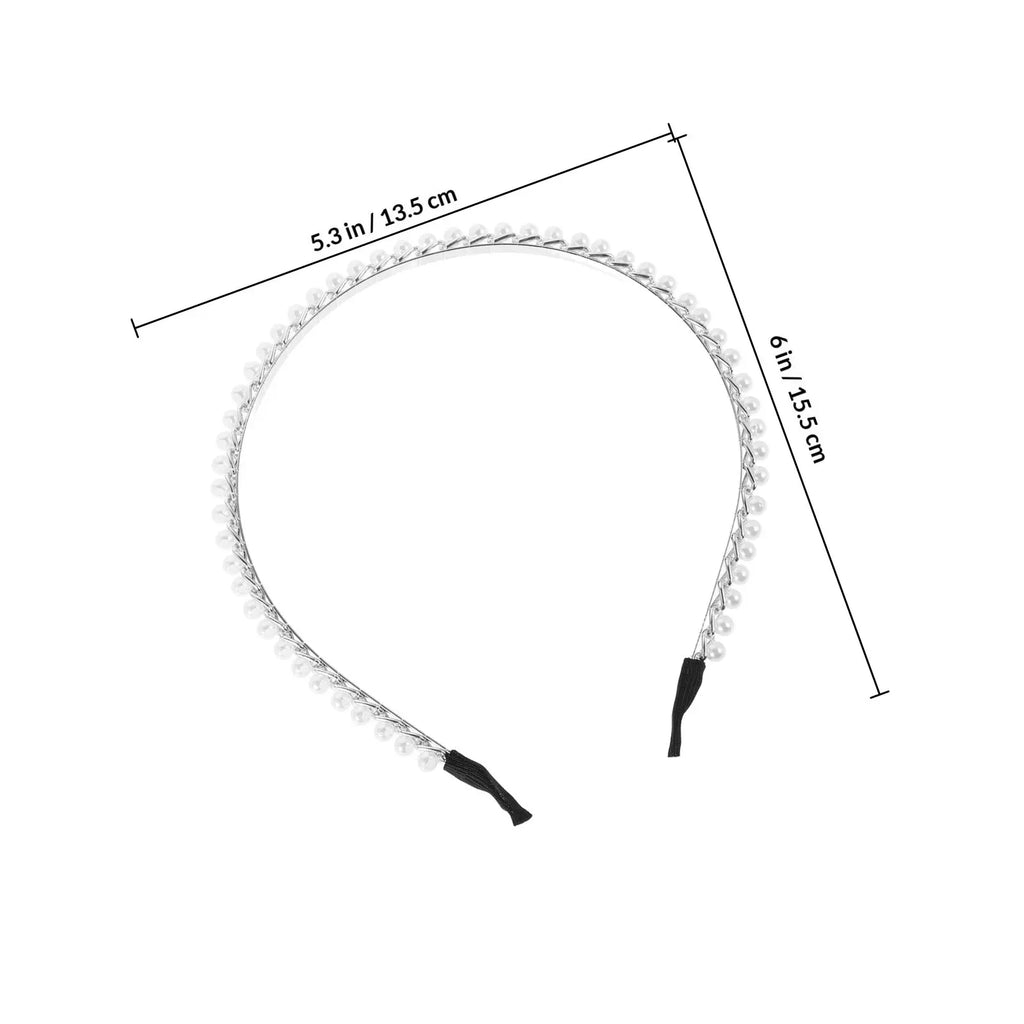 Silver Pearl Bridal Headband | Metal Hoop Wedding Hair Accessory Bridal Hair Headband QXL