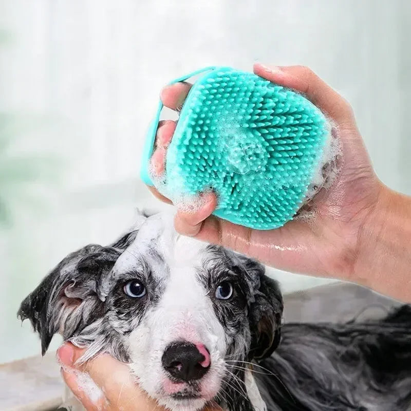 Silicone Pet Bath Brush with Hook | Dogs & Cats Grooming Pet Grooming Brush QXL