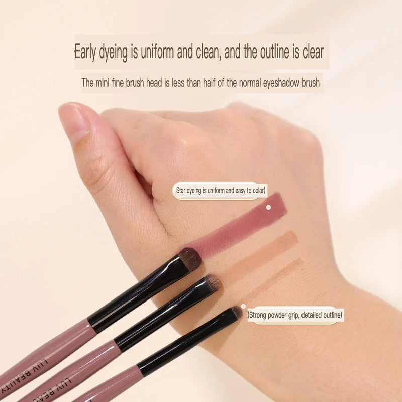 3-Pc Horsehair Eye Brush Set | Flat Detail Eyeliner Brushes Eye Makeup Brush Set QXL