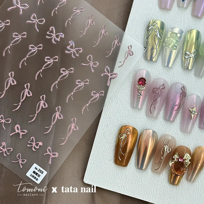 5D Glitter Butterfly Nail Stickers | Gold Silver Laser Decals Nail Art Stickers QXL