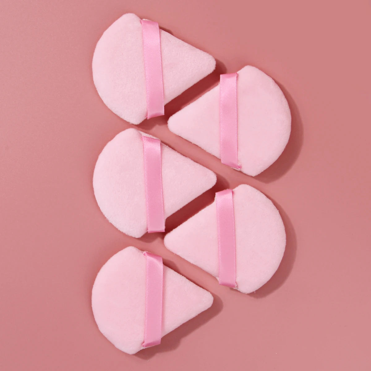 5-Pack Pink Triangle Powder Puffs | Soft Washable Makeup Sponges Powder Puff Set QXL