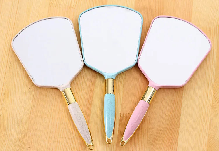 Handheld Mirror with Handle & Hook – Makeup & Barber Mirror Handheld Makeup Mirror QXL Blue