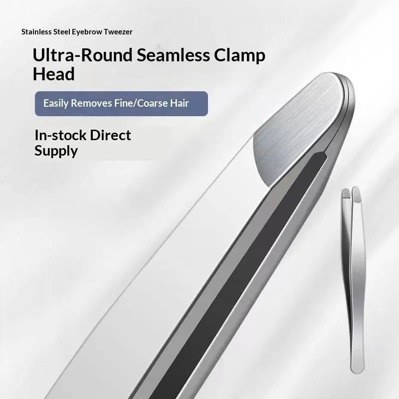 Rounded-Tip Stainless Steel Eyebrow Tweezers | Non-Slip Grip Eyebrow Tweezers QXL