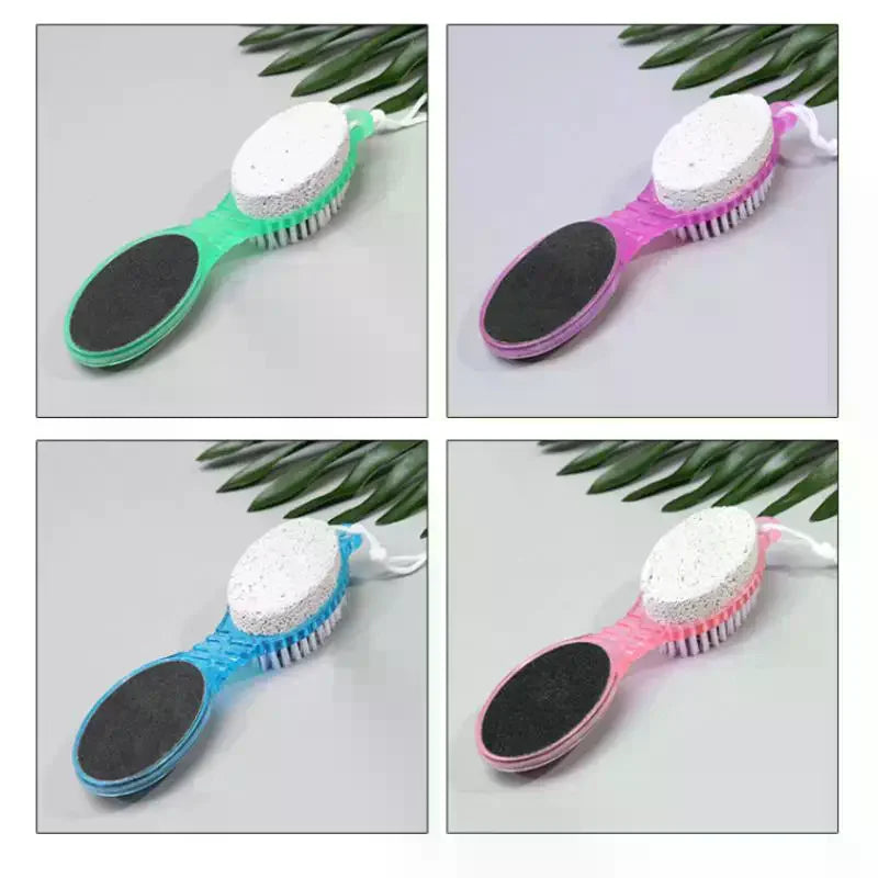 4-in-1 Foot Brush with Pumice Stone, File & Nail Brush Pedicure Foot Tool QXL