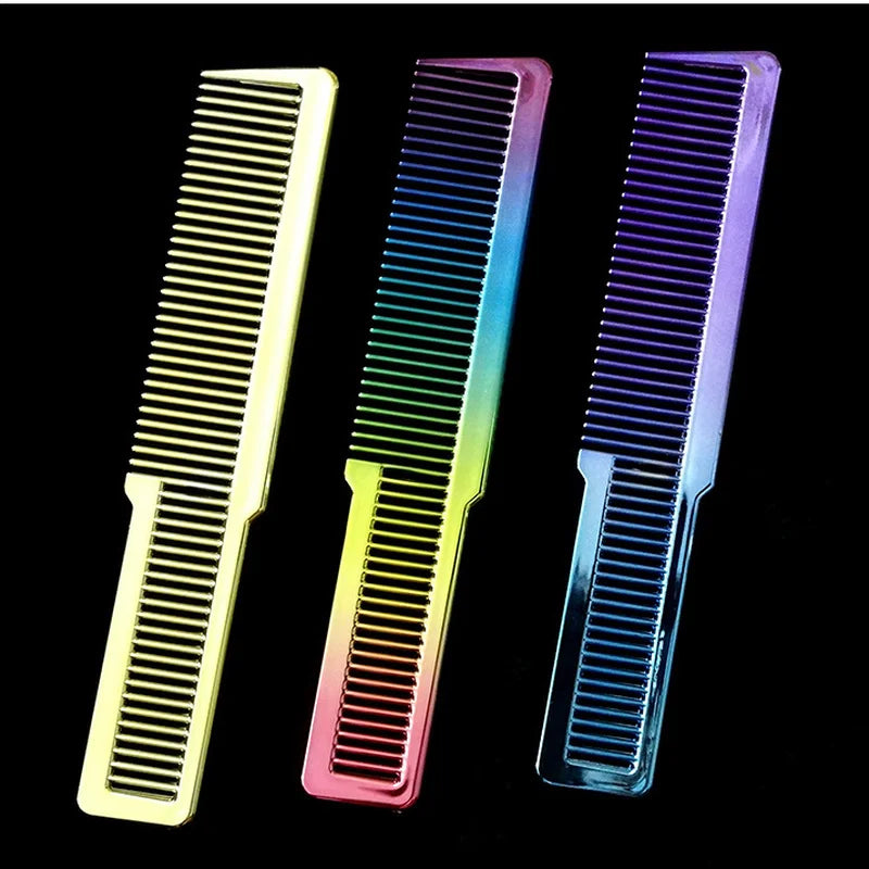 Electroplating Rainbow Barber Comb | Colorful Resin Salon Tool Barber Hair Comb QXL